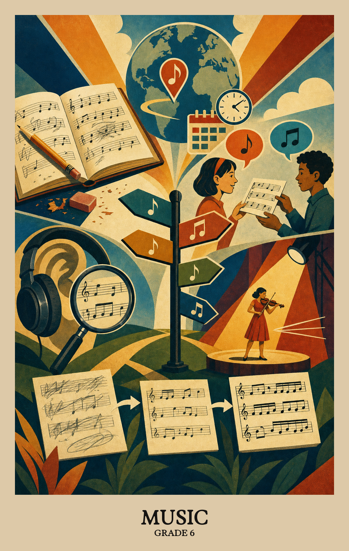 Illustration of what students learn in Grade 6 Arts: Music